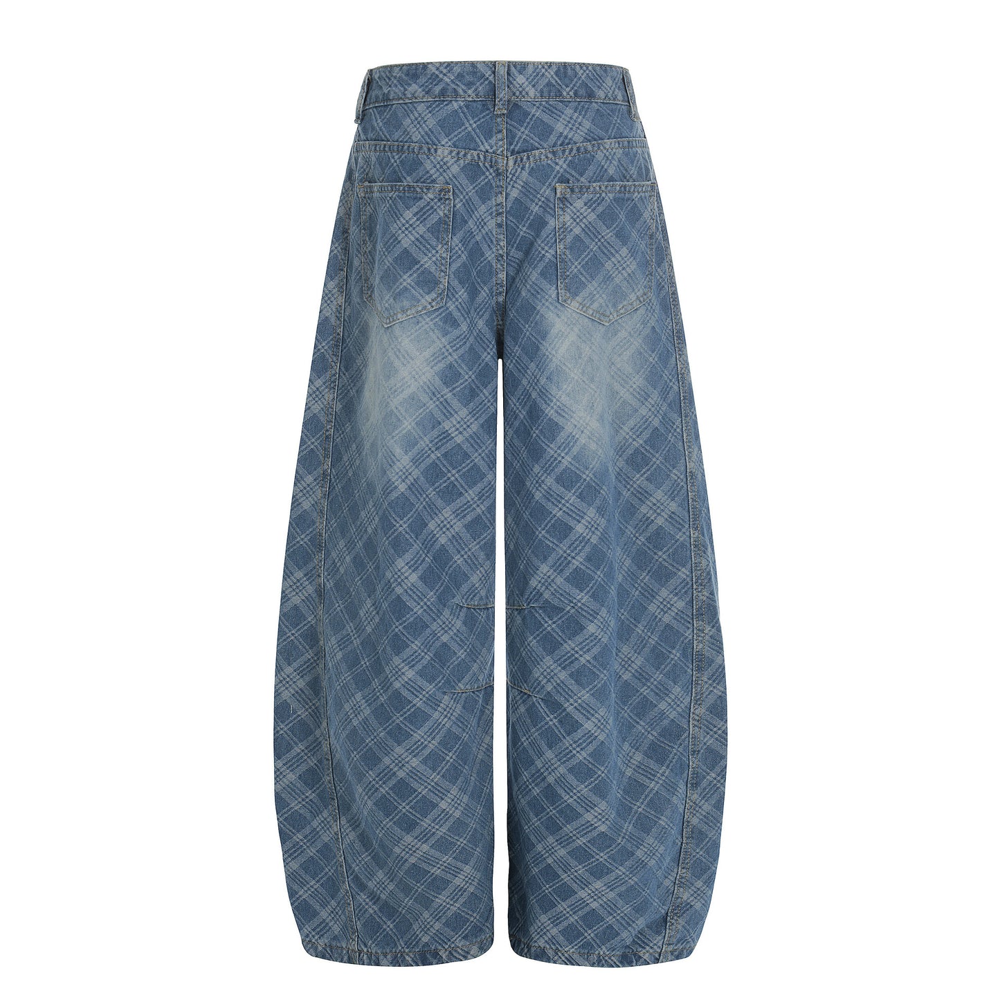 Womens Stylish Washed Trendy Plaid Casual Pants