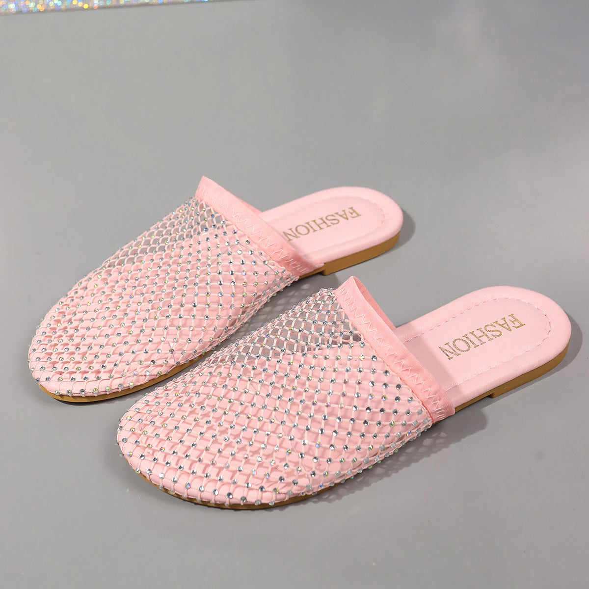 Hule Gennemsigtige Sandaler Med Rhinestones Sommer Mode Udendørs Hjemmesko Flade Sko Til Kvinder