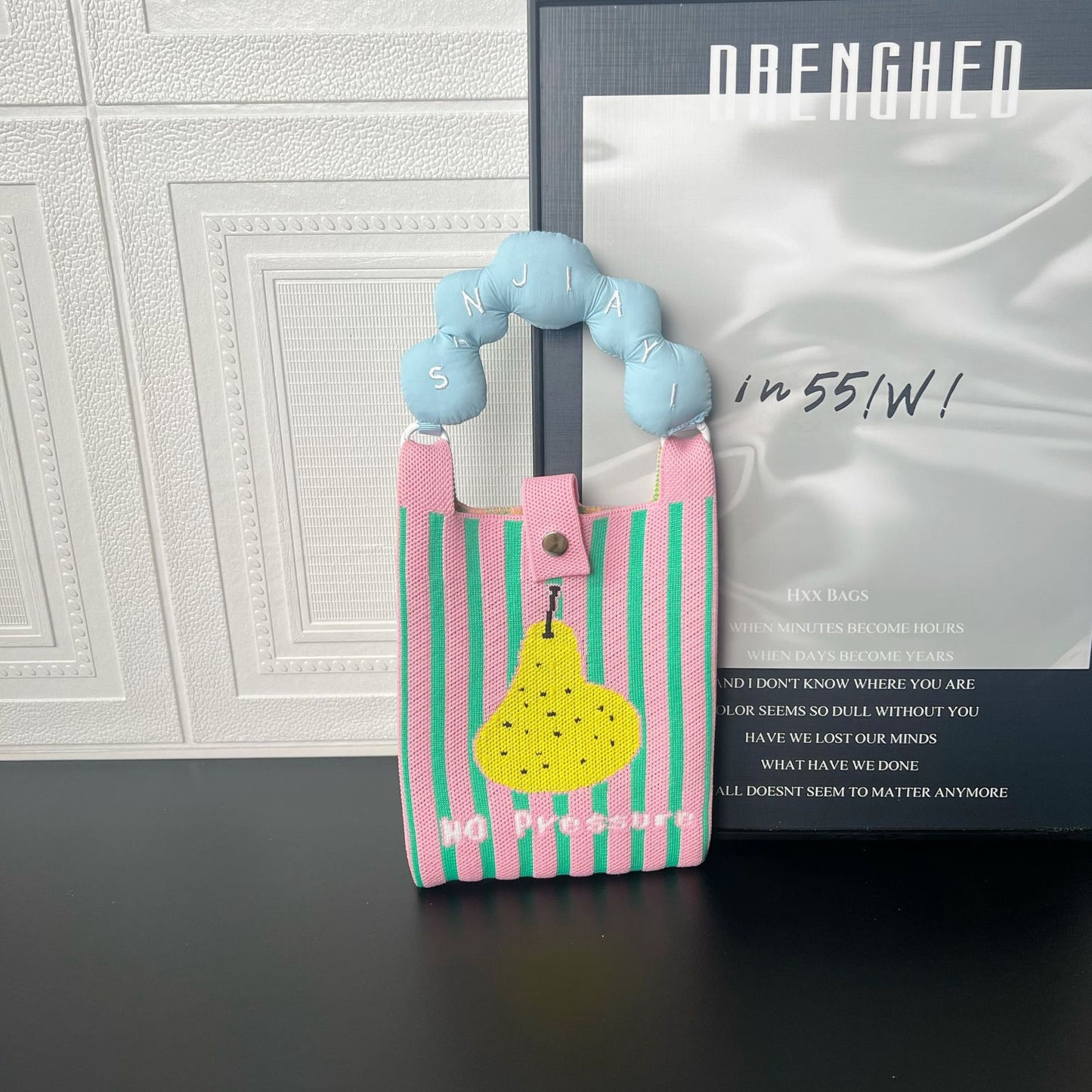 Cute Cartoon Knitted Bag Fashion All-match Messenger Bag High Sense Hand-carrying Shoulder Bag
