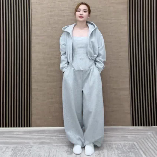 Womens Sportswear A Stylish Minimalist And Relaxed Three-piece Set