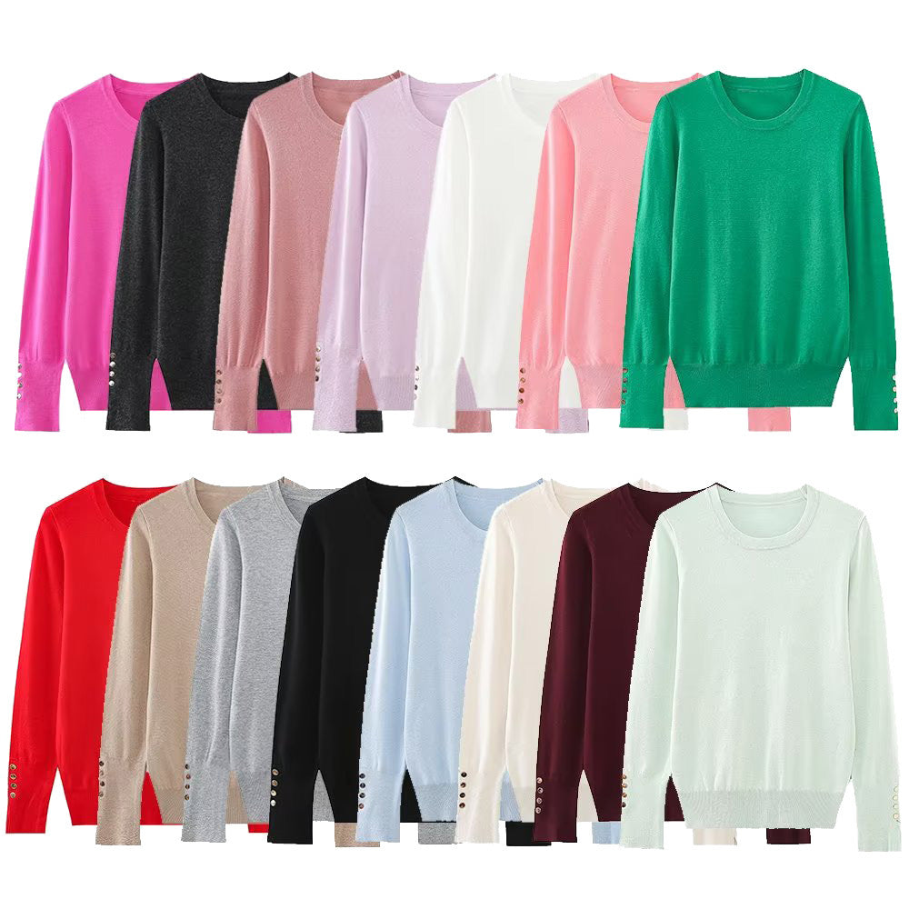 Women's Round Neck Slim Bottoming Basic Sweater