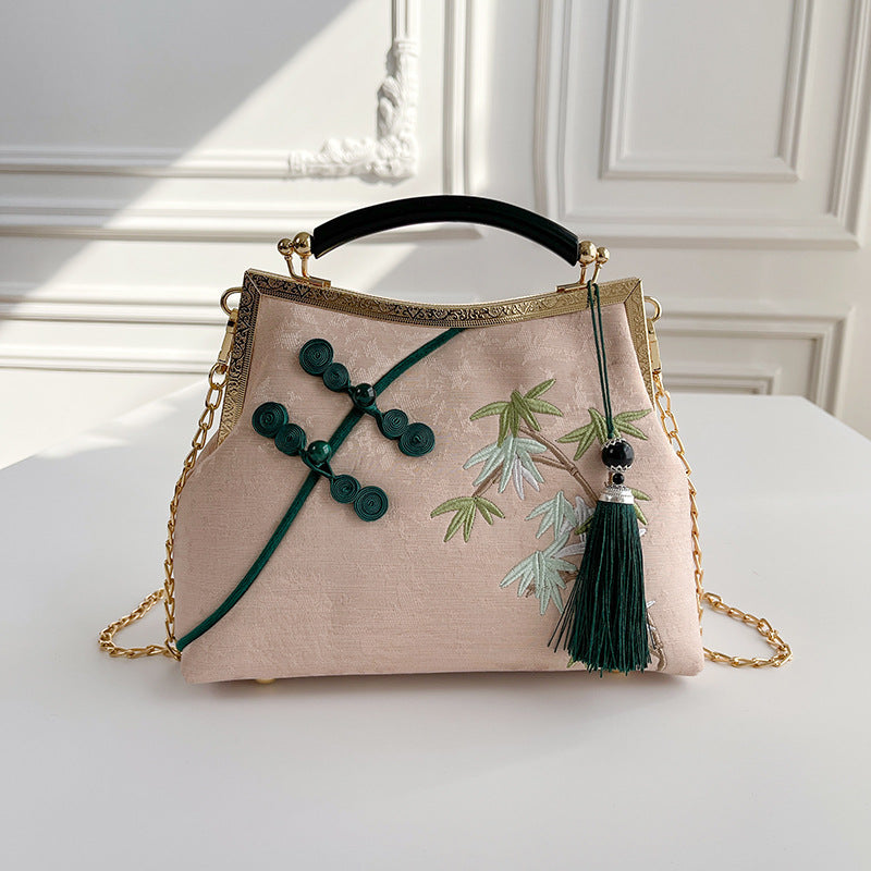Lucky Bamboo Broderi Håndtasker til Kvinder