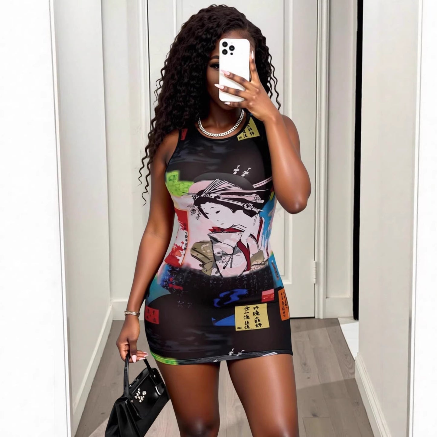 Breathable Mesh Lightweight Crew-Neck Sleeveless T-Shirt Vest Dress