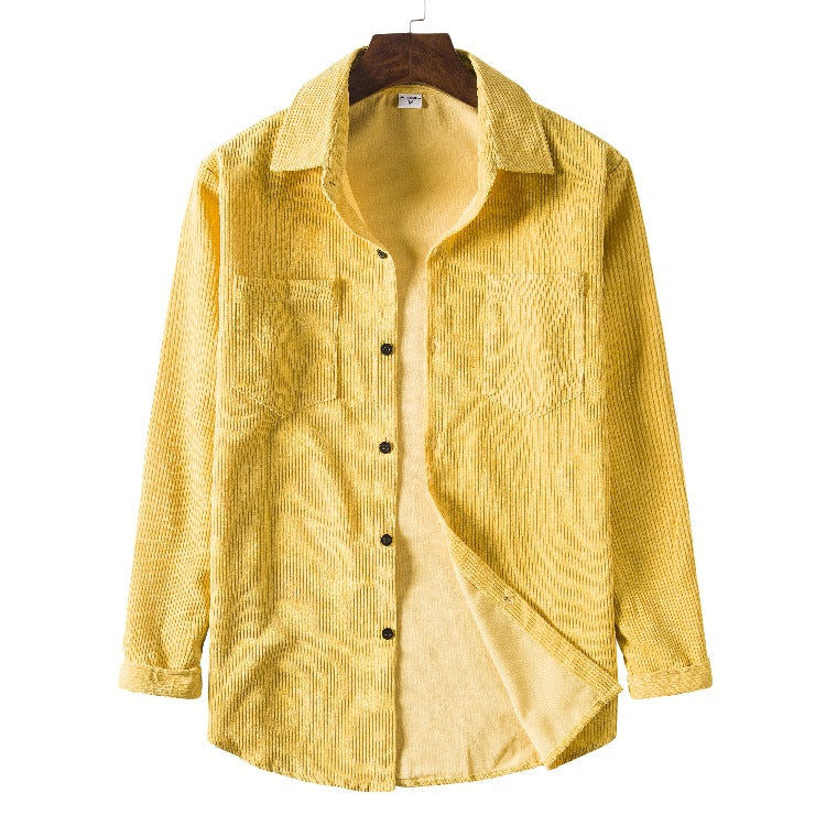 Autumn New Men's Solid-color Corduroy Long Sleeves