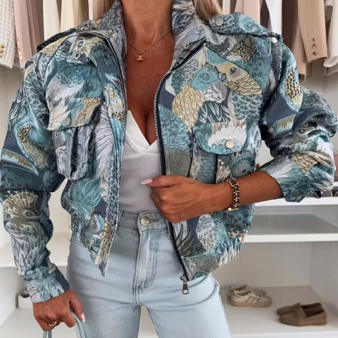 European And American Women's Fall New Peacock Printings Jacket