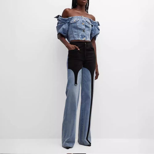 Casual Højtaljede Lige Bukser Løse Vaskede Jeans