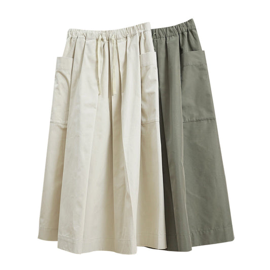 Workwear Casual High Waist Drawstring Elastic Pocket Ladies Skirt