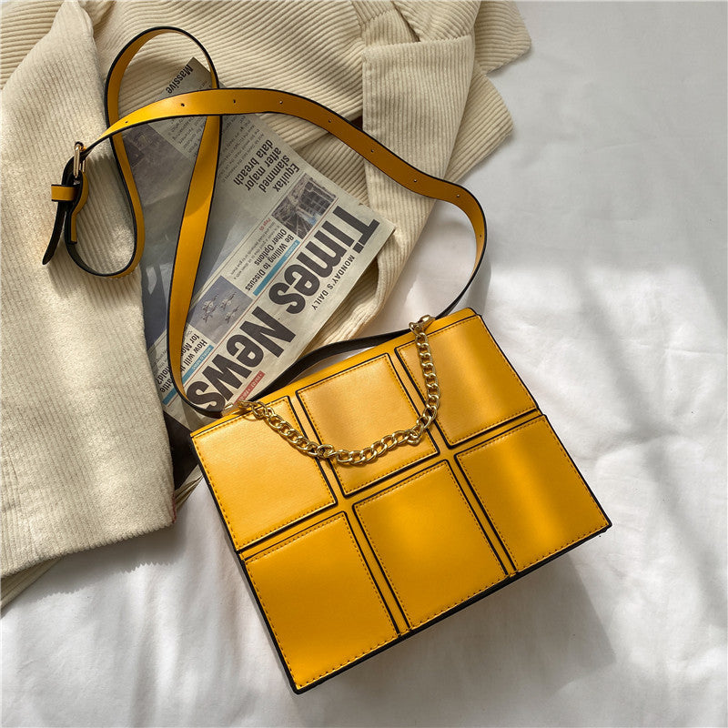 Fashion Stitching Quilted Check Underarm Small Square Bag