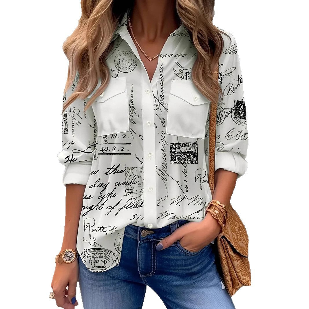 New Womens All Season Versatile Loose Casual Long Sleeve Shirt With Pockets