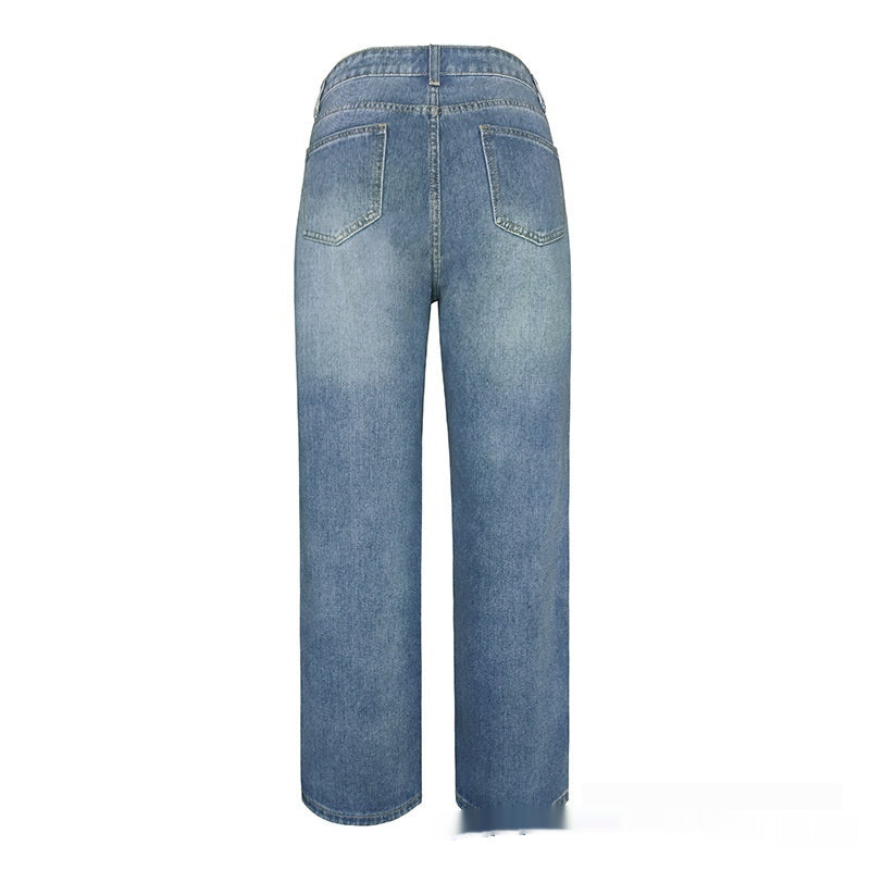 Loose Mid Waist Casual Straight Pants Cropped Pants