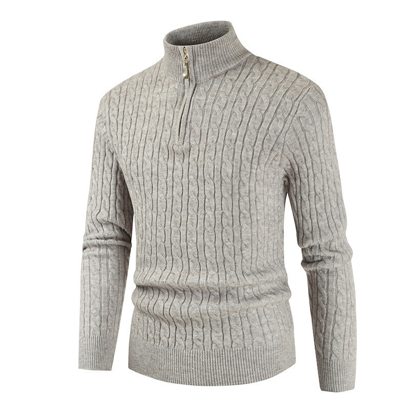 Men's Zipper High Collar Pullover Sweater