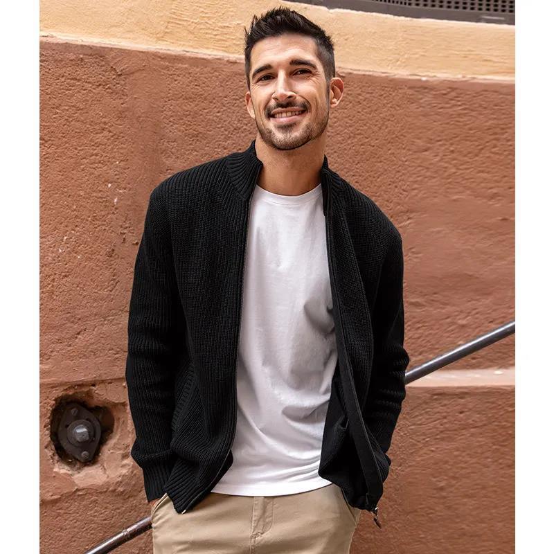 Forår Efterår Herre Cardigan Vinylon Sweaterjakke