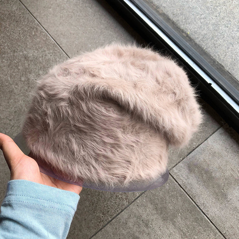 Plush Gentle Rabbit Fur Knitted Pile Heap Cap