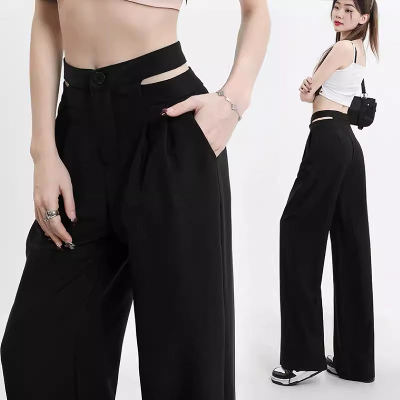 High Waist Slimming Narrow Straight Wide Leg Pants