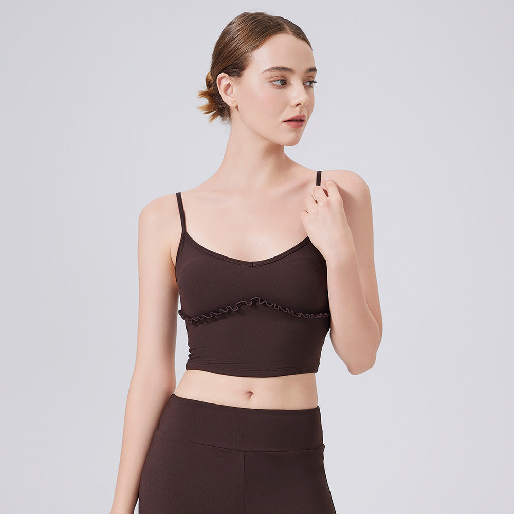 Beauty Back Spaghetti Lace Up Lace Yoga Vest