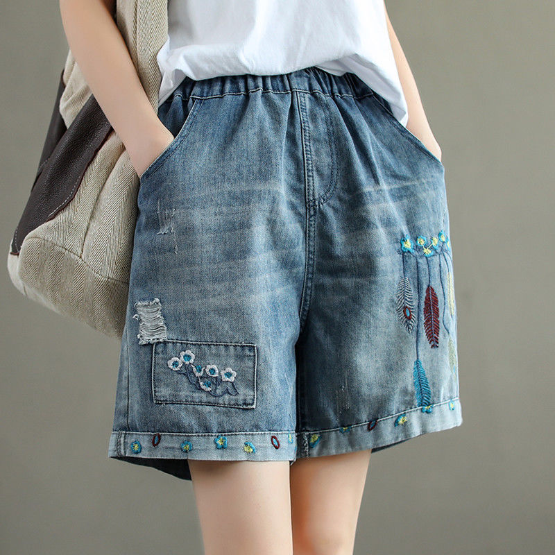 Women's Vintage Ripped High Waist Denim Shorts