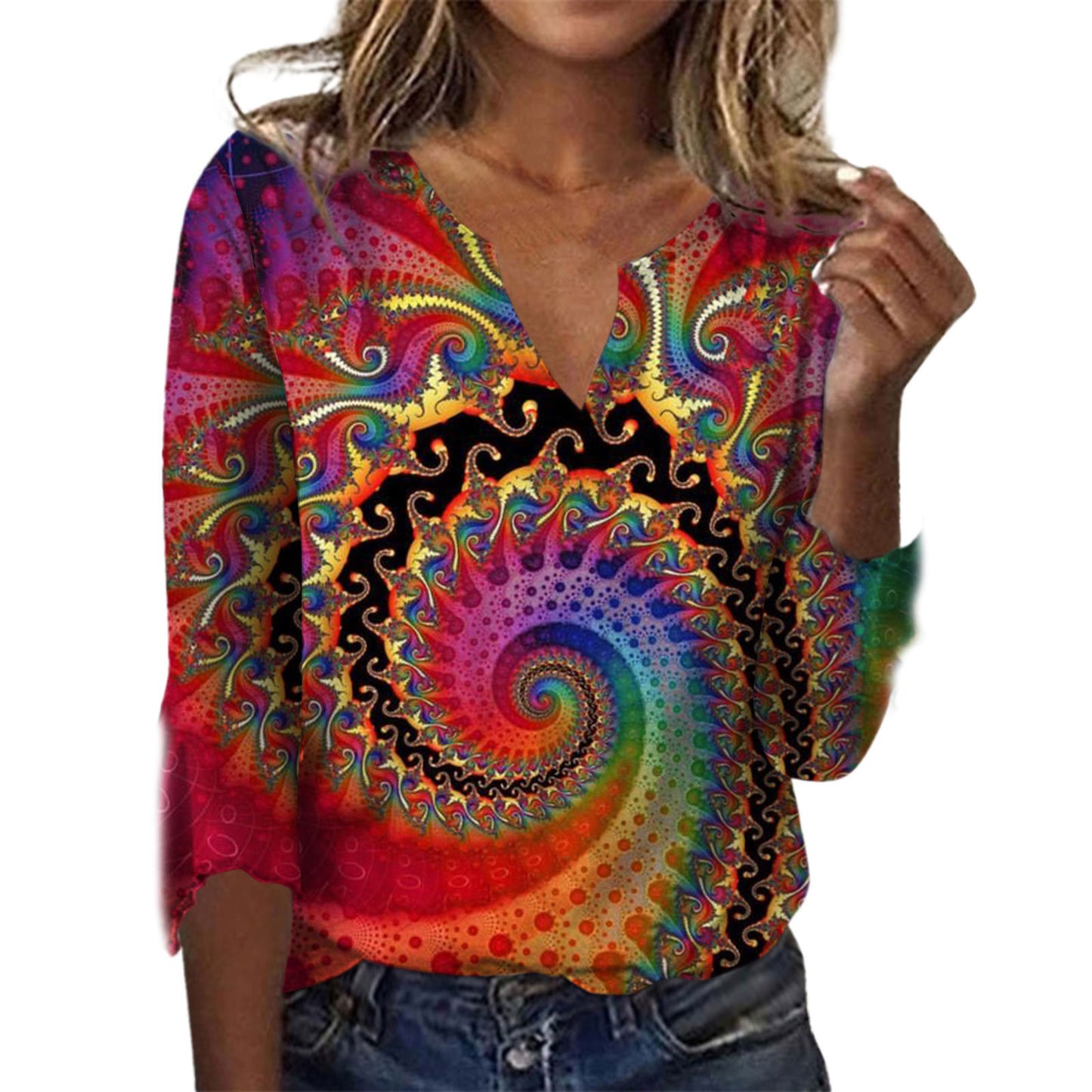 Summer Women's Fashion Gradient Printing Loose T-shit