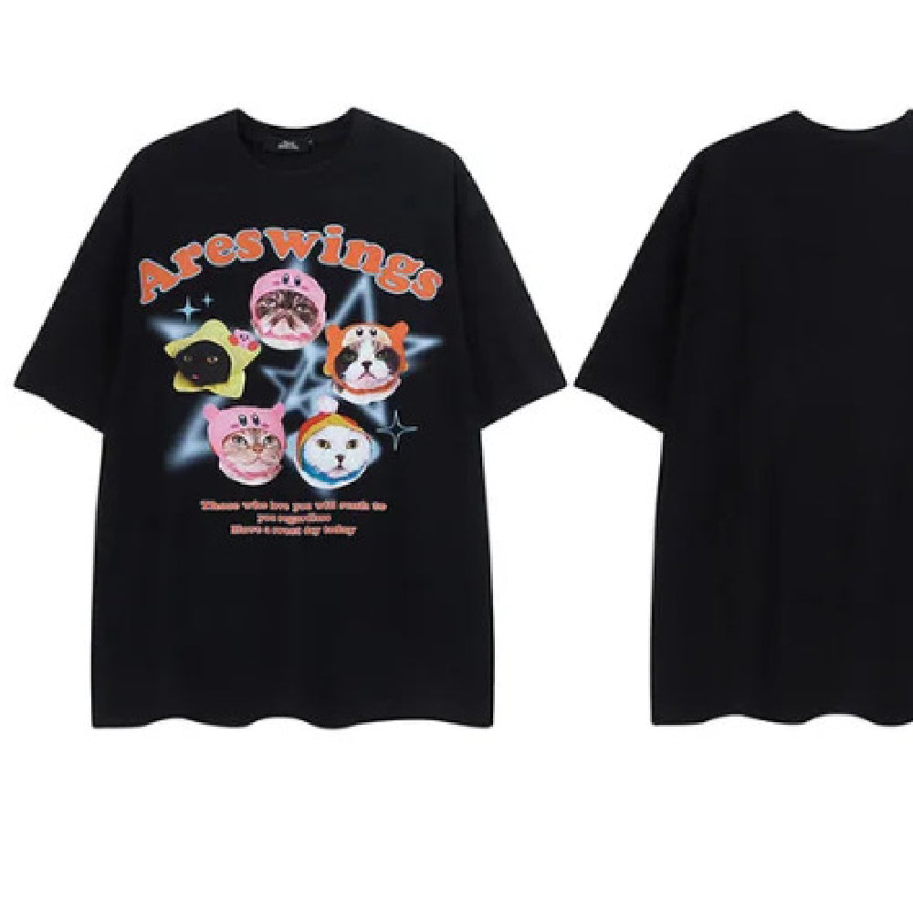 New Niche Cartoon Animal Big Cute Loose Top