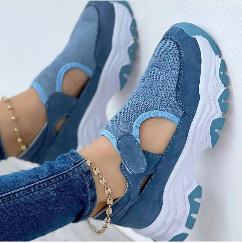 Mesh Sportsko Dame Mode Flad Hæl Rund Tå Preppy Løbesko