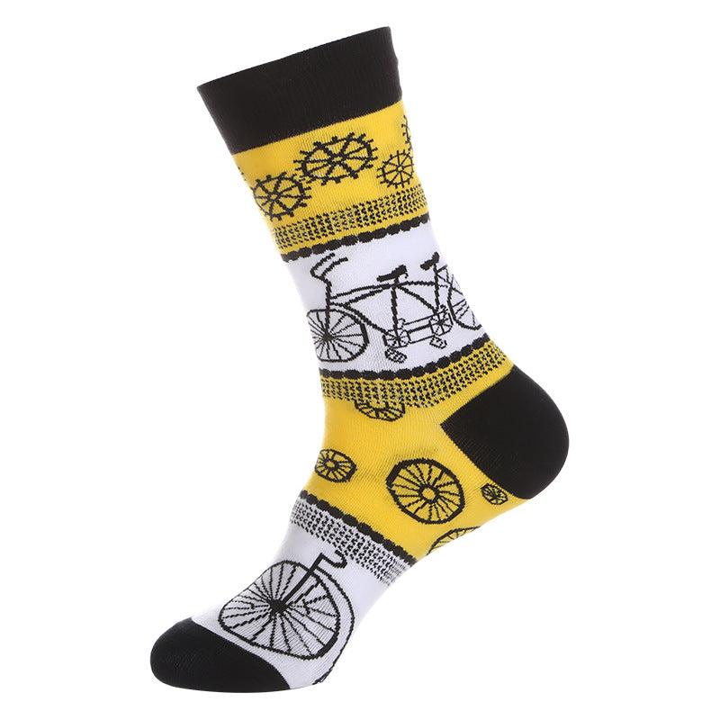 Function Geometry Trendy Mid-calf Length Socks Men's European And American Street Ins Trendy Cotton Socks