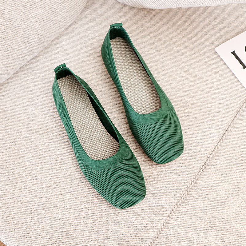 Ladies New Knitted Fashion Flat Peas Shoes Casual Shoes