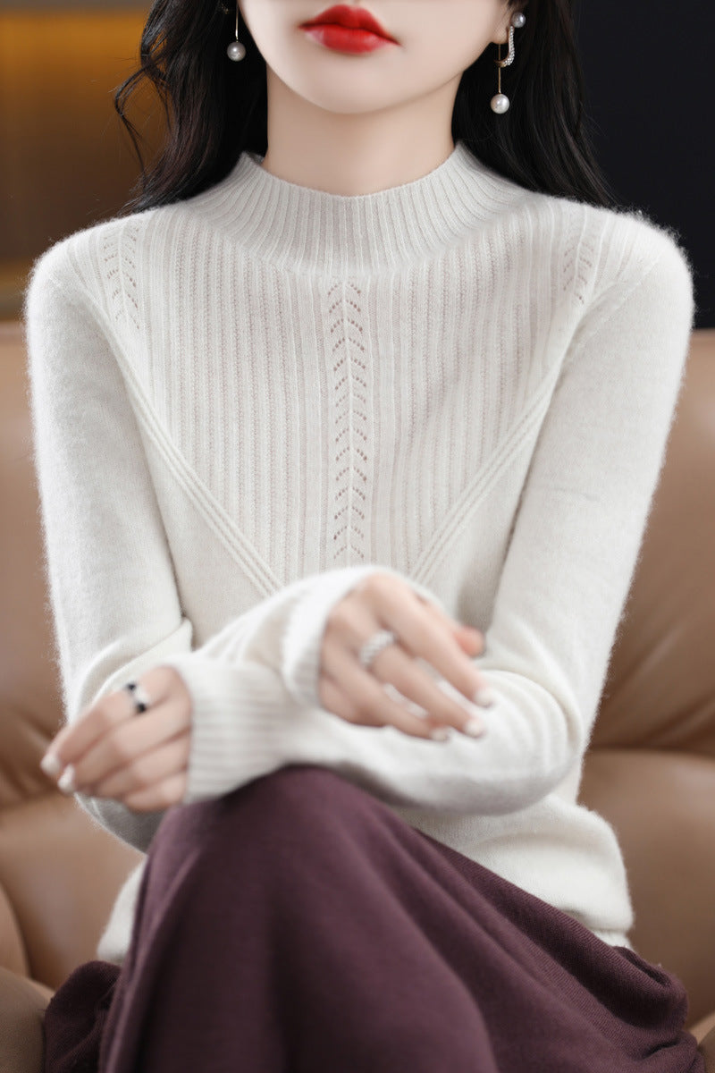Front Line Færdiglavet Tøj Uld Halv Turtleneck Udhulet Sweater Underdel Top