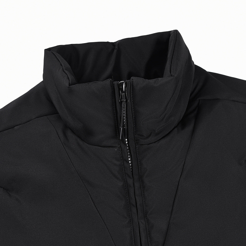 Loose Casual Pocket Zipper Solid Color Stand-up Collar Cotton-padded Coat
