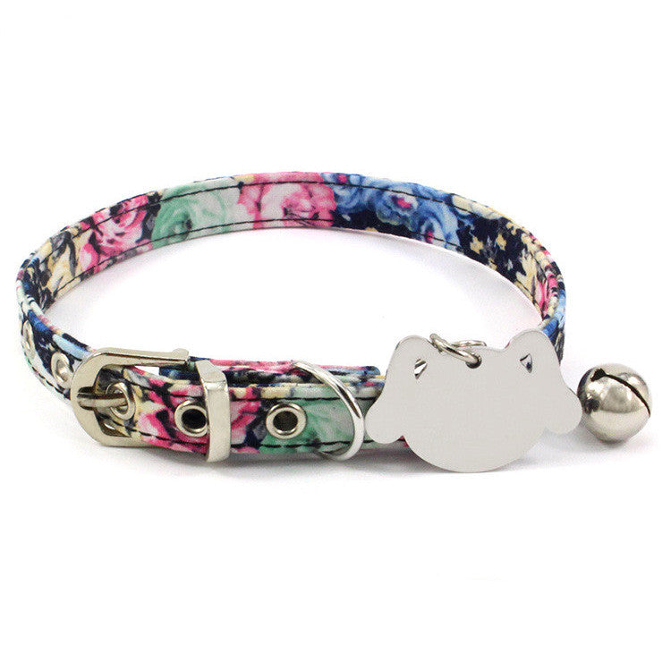 Double-sided Laser Engraving Pet Collar Copper Bell Cat Neck Rope