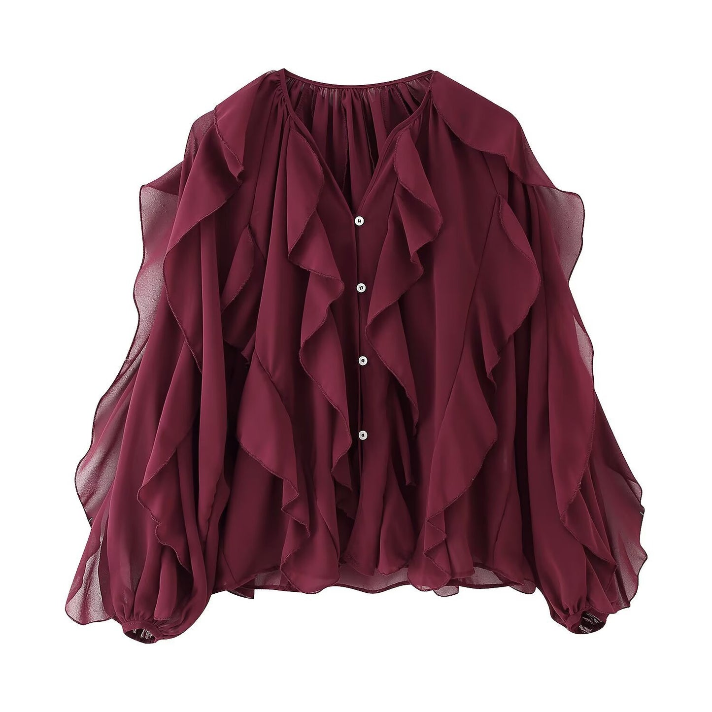 V-halset lagdelt bluse i westernstil til kvinder