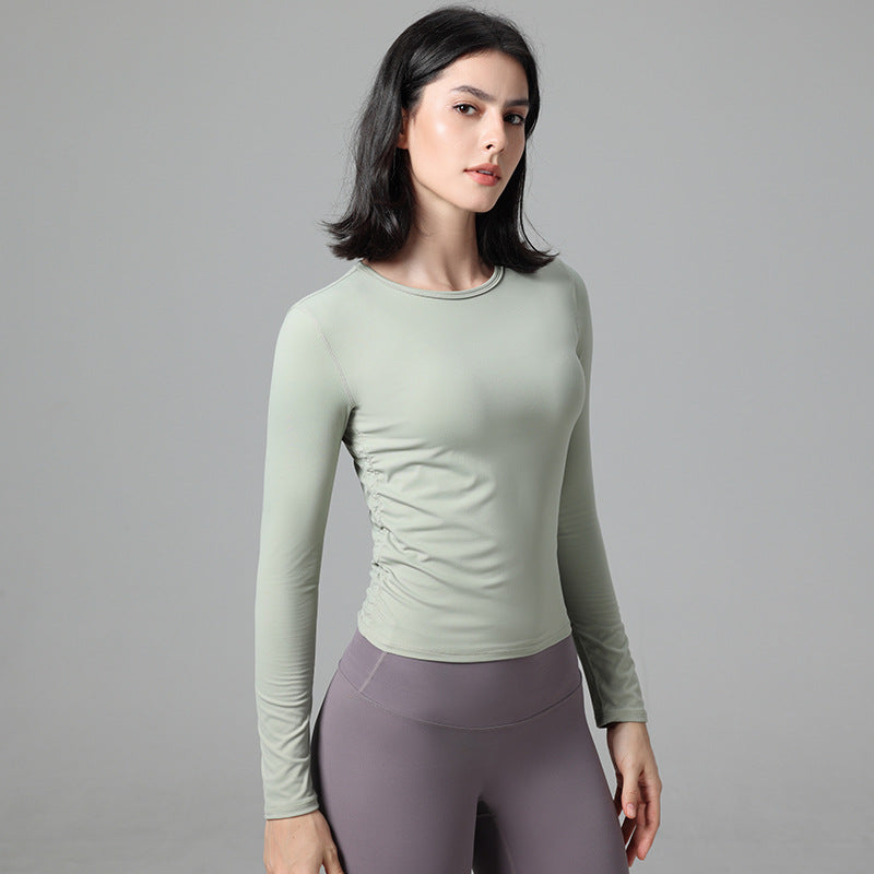 Tight Pullover Elastic Fold Movement Long Sleeve