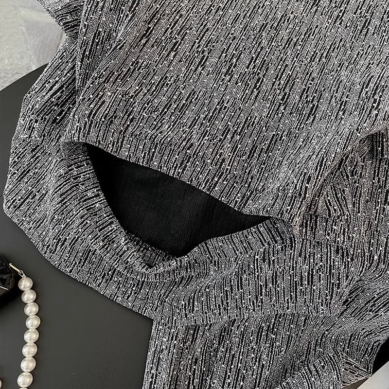Laid-back Style Gray Short-sleeve Wide-leg Pants Two-piece Set