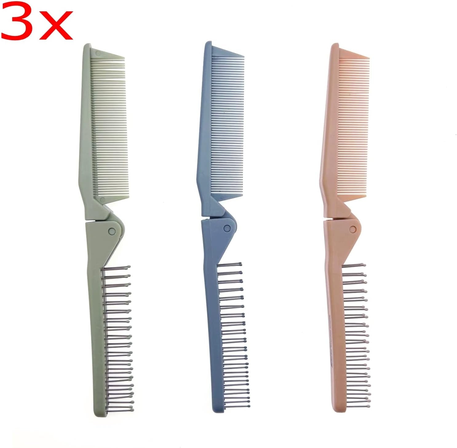3 X Cepillo De Plegable Peine, Cepillo De Pelo Viaje De Bolsillo Para Mujeres Y Niñas, Cepillo De Cabeza De Masaje Y Peine De Dientes Finos