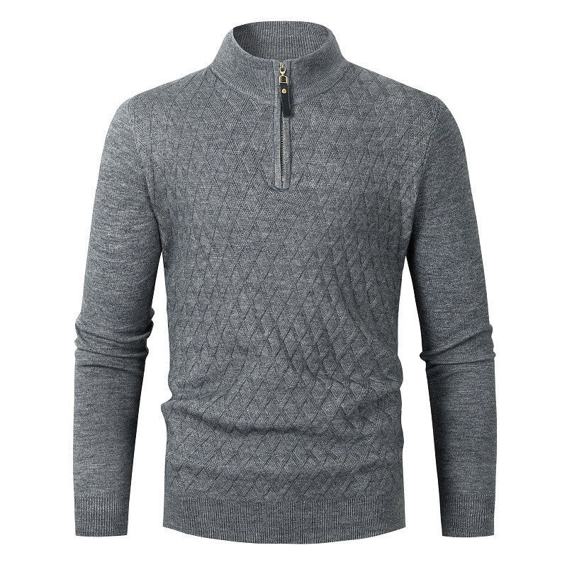 Men's Half-high Collar Zipper Sweater Long Sleeve
