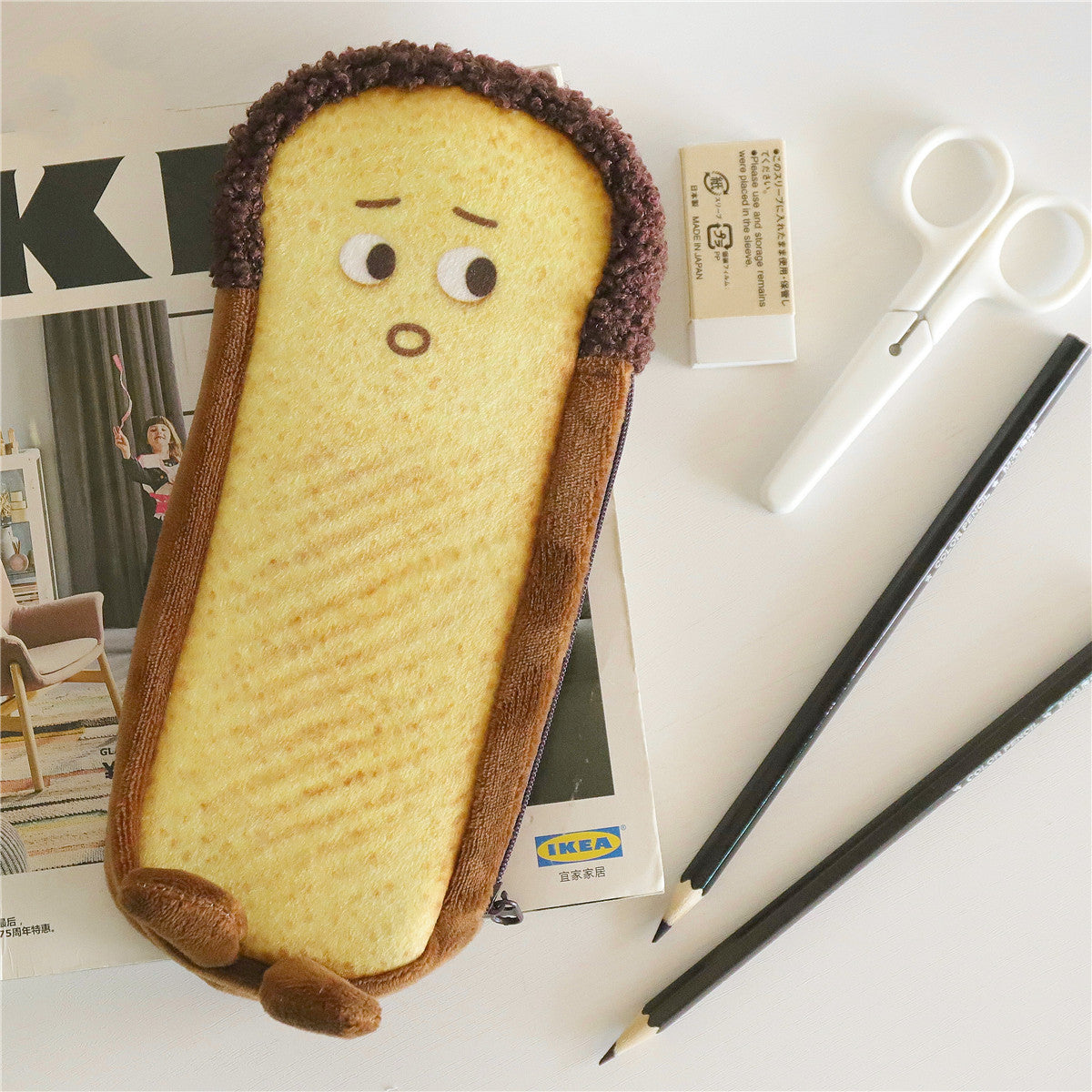 Cute Expression Sliced Toast Coin Purse