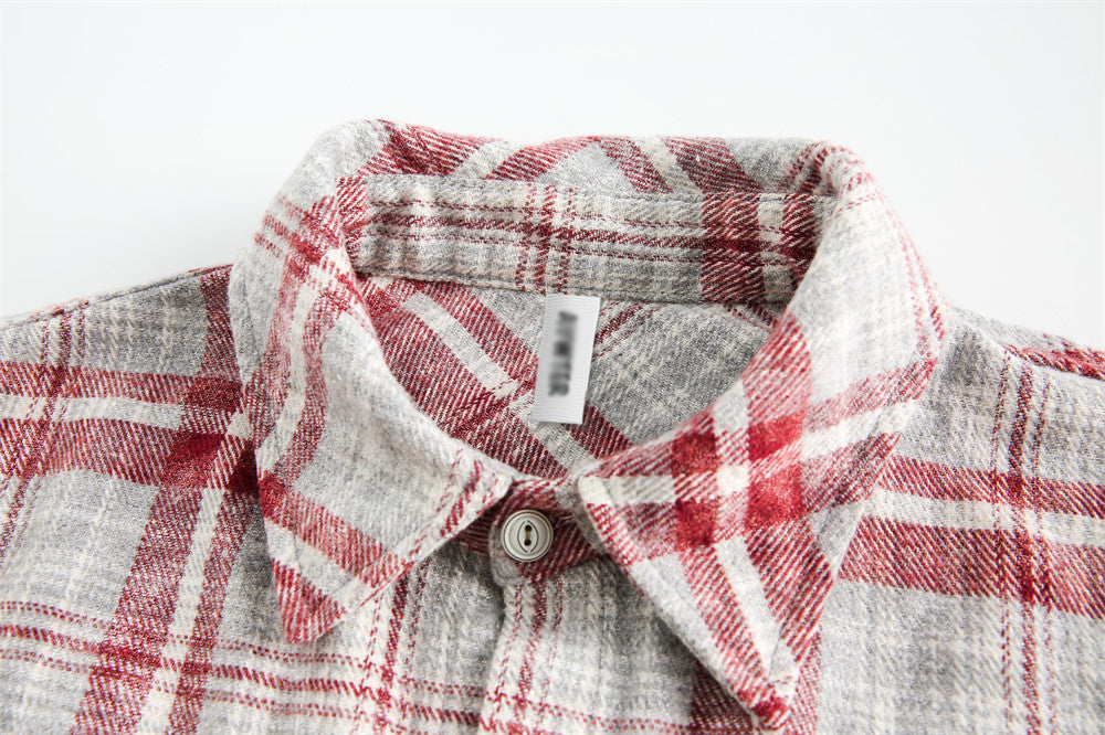 American Retro Plaid Shirt Men's Loose Casual Long Sleeves