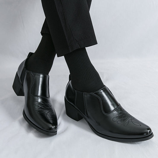 Fashion Men's Business Formal Platform Height Increasing Leather Shoes