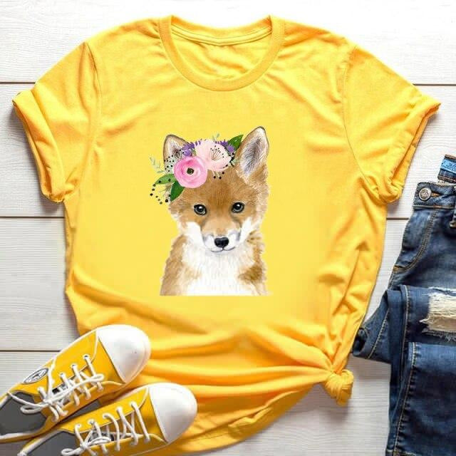 Cute Dog Around European And American T-shirt Loose Short-sleeved