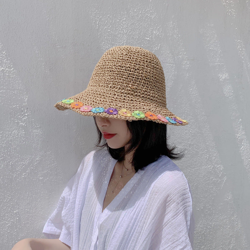Small Flower Foldable Curling Sun Hat Beach Sun Hat Breathable Fisherman