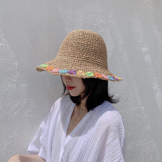Small Flower Foldable Curling Sun Hat Beach Sun Hat Breathable Fisherman