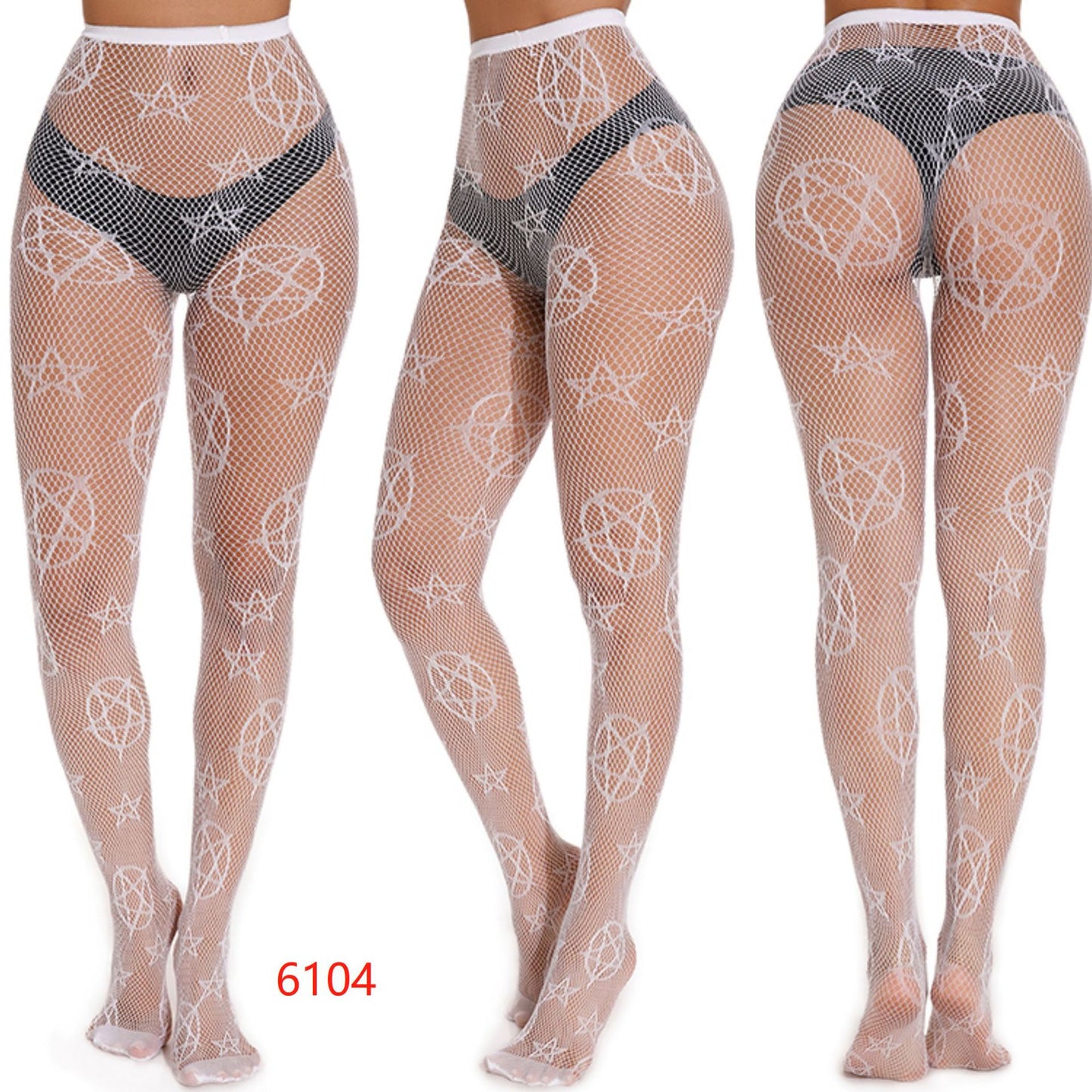 Five-pointed Star High Elastic European And American Fishnet Stockings
