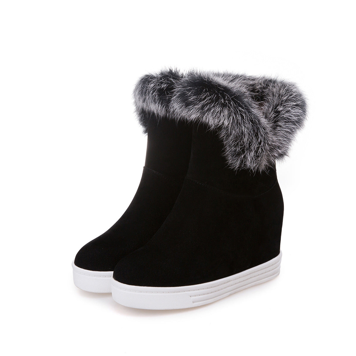 Casual Women's Fur Collar Frosted Short-tube Snow Boots