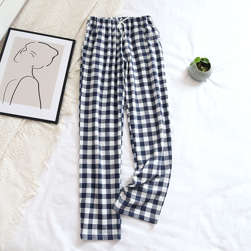 Women's Men's Knitted Plaid Pajama Pants