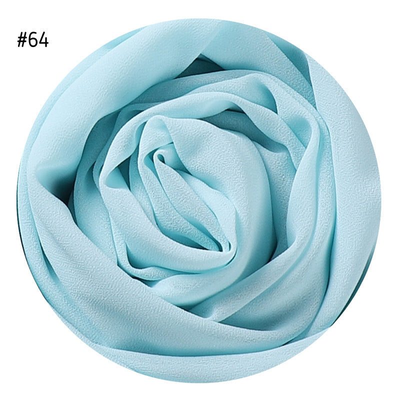 Women's Simple And Versatile Solid Color Pearl Chiffon Scarf