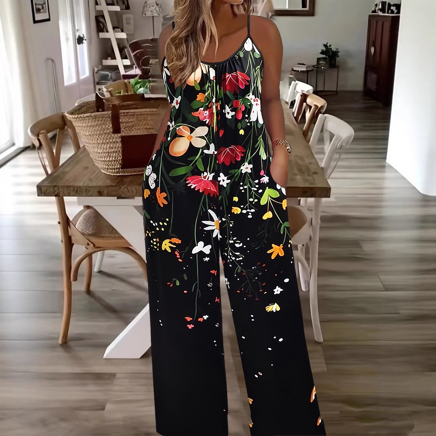 Female Creative Versatile Printing Gallus Siamese Trousers