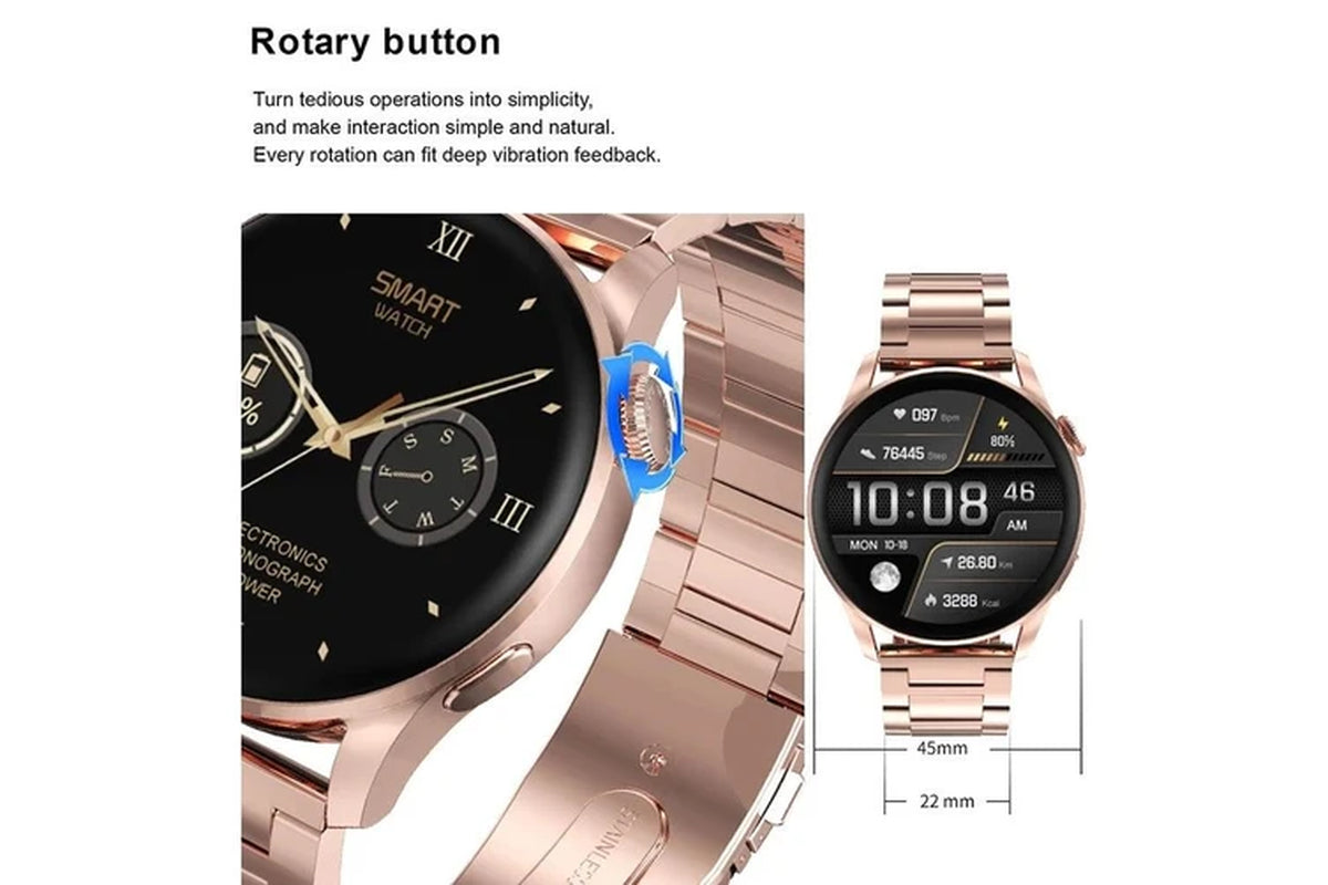New Bluetooth Call Smart Watch Men Women 1.36 Inch round Screen HD 390*390 Pixel Take Pictures Remotely Smartwatch Man+Box - Black Leather Belt