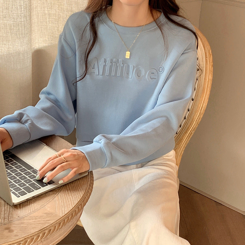 All-match Long-sleeved Sweater Women's Letter Design Sense