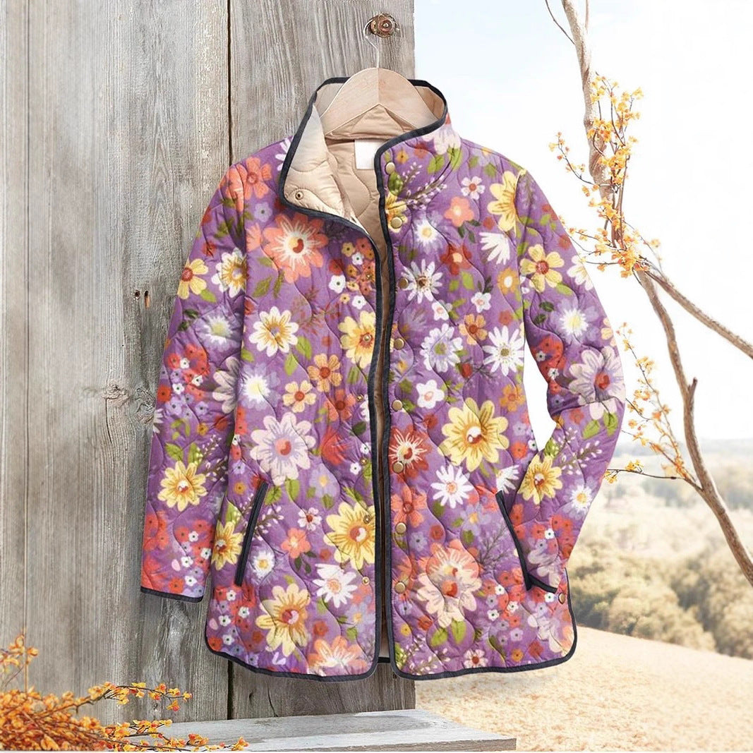 Female Loose Casual Print Personality Cotton Coat Jacket
