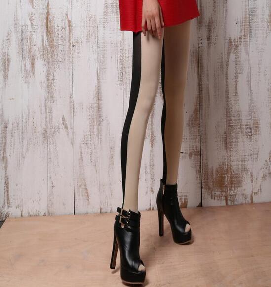 Ladies two-tone stitching pantyhose