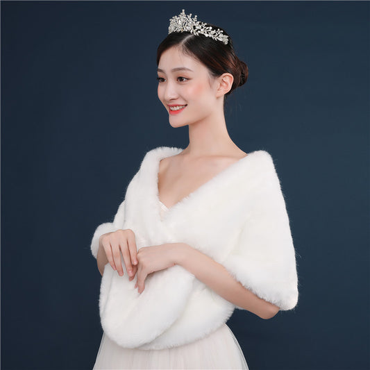 Warm Imitation Fur Thick White Fur Shawl Autumn And Winter New