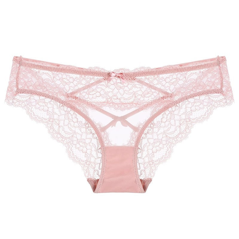 Cross Hollow Girl Transparent Low Waist Women's Briefs Breathable